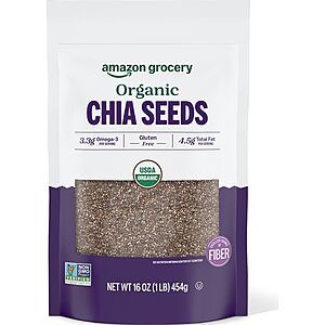 Amazon Grocery, Organic Chia Seeds, 16 Oz  $4.52 or Less with Q S&S (buy 4 save 10% more)