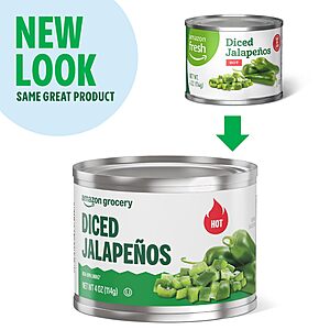 4-Oz Amazon Grocery Diced Jalapenos (Hot) $0.75 w/ S&S, part of buy 4, save another 10%