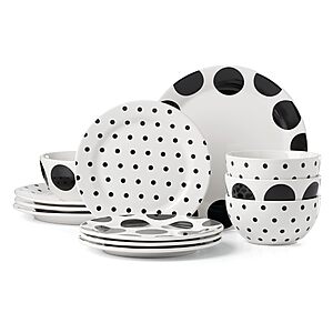 Kate Spade New York Dot 12-Piece Dinnerware Set (White) $59.98 + Free Shipping w/ Prime or on $35+