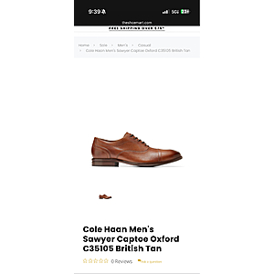 Cole Haan Men's Sawyer Captoe Oxford C35105 British Tan Size 12 $33.2