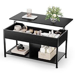 OLIXIS Coffee Table with Storage for Home Living Room Office, Black $69.99