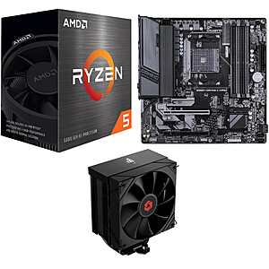 AMD Ryzen 5 5500 CPU + GIGABYTE B550M GAMING X WIFI6 Motherboard + Rosewill CPU Air Cooler $90.99