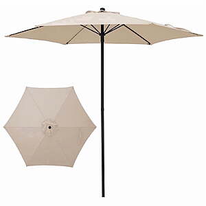 $19.99: Napwant 7.5 FT Patio Umbrella with 6 Sturdy Ribs(Beige/Navy Blue/Red/Yellow) at Walmart.com, Free Shipping