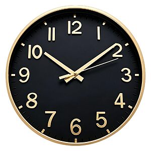 HZDHCLH Wall Clocks Battery Operated,Wall Clock Black Gold,8 inch Wall Clock Silent Non Ticking Modern 3D Numbers for Kitchen Bedroom Living Room Office Classroom Decor $7.98