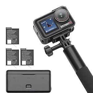 DJI Osmo Action 5 Pro Adventure Combo, Waterproof, 1/1.3" Sensor, 4K/120fps Video, Subject Tracking, w/ 3 Batteries, 1.5m Extension Rod, Battery Case $379