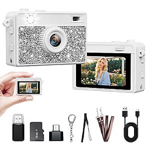Trunsif 2K Mini Keychain Camera w/ 16GB Card $13.99
