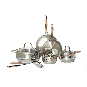 10-Piece Denmark Stainless Steel Cookware Set w/ Rose Gold Handles $84.33 + Free Shipping
