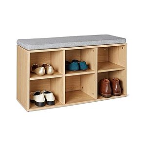 Amazon Basics Shoe Storage Bench with Cushion, 6 Cubbies, Adjustable Shelves, Oak Finish - $34.99 + free ship with Prime