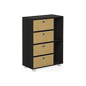 Furinno Multipurpose Storage Cabinet w/4 Bin Drawers, Espresso/Brown - $24.99 + free ship w/ Prime