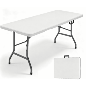 HOQBN 6 Foot Folding Table,Indoor Outdoor Table, White - $38.99