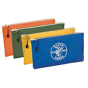 4 pack Klein Tools Zipper Bags, Canvas Tool Pouches Olive/Orange/Blue/Yellow, $29.98, Amazon, Lowe's