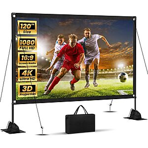 120inch Projector Screen with Stand: Portable Projector Screen Outdoor $59.99