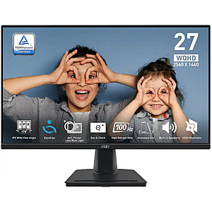 MSI - PRO MP275Q 27" QHD 100Hz 1ms Adaptive Sync Monitor with built-in speakers $119.99