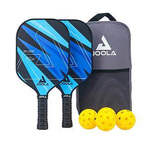JOOLA Ben Johns Blue Lightning Pickleball Set, 2 Fiberglass Paddles with Honeycomb Core, Paddle Bag,+ 4 Balls $41.59