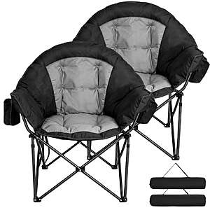 SUNSPIRE 2 Pack Oversized Moon Camping Chair XL Padded Folding Heavy Duty Portable with Cup Holder Side Pocket $77.16