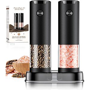 Electric Salt and Pepper Grinder Set Automatic Battery Pepper Mill Shakers Adjustable $19.98