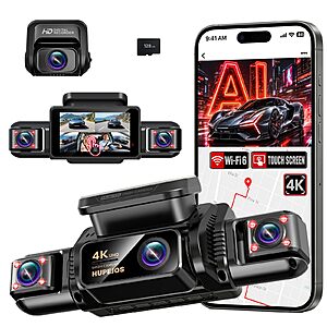 HUPEJOS 4K 360° View Dash Cam Front (4K), Sides and Rear (FHD), 4 Channel Camera for Cars $159.99