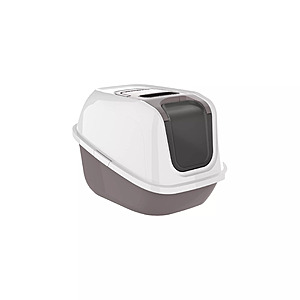 ExquisiCat® Jumbo Flip Top Hooded Cat Litter Box with Door, Taupe/White $19.19