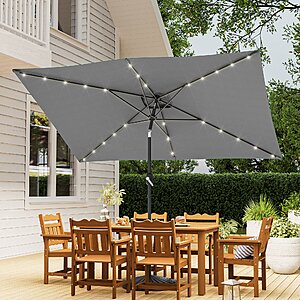 ACEGOSES 10-ft Steel Gray Push-button Tilt Market Patio Umbrella with Lights Polyester one_size | LW-MK-320G $38.75