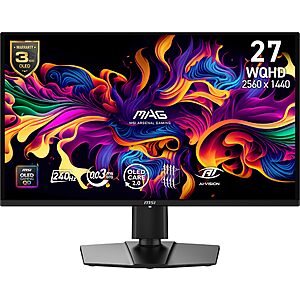 msi MAG 274QP QD-OLED X24 27-Inch WQHD Gaming Monitor,  240Hz, 0.03ms $349.99