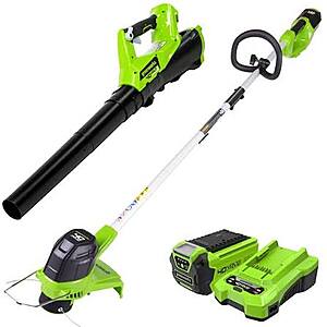 Greenworks 40V 12" Cordless String Trimmer and 390CFM Leaf Blower Combo Kit w/ 2.0Ah Battery & Charger + Free S/H $110.5