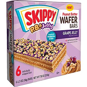 6-Count 1.3-Oz Skippy P.B. & Jelly Peanut Butter & Grape Jelly Coated Wafer Bars $5.79 w/ S&S + Free Shipping w/ Prime or on $35+