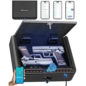 BILLCONCH Gun Safe for Handgun with Fingerprint, App, 0–9 Numeric Keypad $39.89