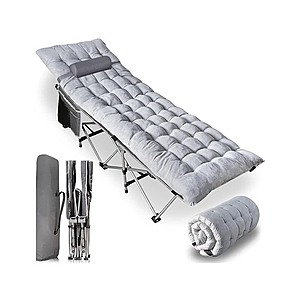 $39.99: Outdoor Camping Travel Cot and Cot Pad(73 x 27 x 15 inches) at Woot!