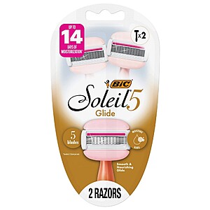 BiC Soleil 5 Glide Women's Disposable 5-Blade Razors - 2ct: Aloe Enriched Free after rebate
