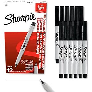 [SnS] $6.73* | 12-Count Sharpie Ultra Fine Point Permanent Markers (Black) at Amazon