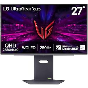 $394.99* | 27" LG UltraGear 27GX700A QHD 280HZ Tandem OLED Gaming Monitor at Amazon
