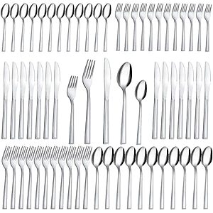 [AC] $11.43** | 60-Pc Hunnycook Stainless Steel Silverware Set (Service for 12) at Amazon