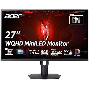 $239.99* | 27" Acer Nitro XV275U 320Hz WQHD 1440p mini-LED IPS Gaming Monitor at Amazon