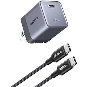 $21.48* | 65W UGREEN Nexode Air USB-C GaN Charger w/ Foldable Prongs & 100W USB-C Cable at Amazon
