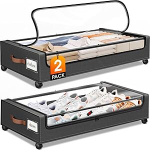 $27.99* | 2-Pk SpaceHacks Under Bed Storage Containers w/ Wheels (Dark Grey) at Amazon