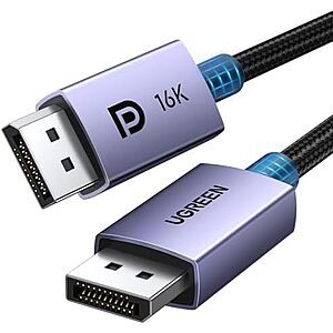 $9.97* | 6.6' UGREEN 40Gbps DisplayPort 2.1 Cable at Amazon