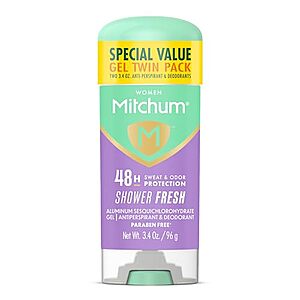 [SnS, AC] $3.39 | 2-Pack 3.4-Oz Mitchum Women’s Antiperspirant Deodorant Gel Stick (Shower Fresh) at Amazon ($1.70 each)