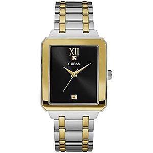 [NEW, AC] $77.90 | Guess Men's 35mm Watch - Two-Tone Stainless Steel Strap Black Dial Two-Tone Case at Amazon