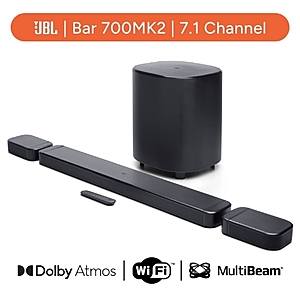 JBL BAR 700MK2 780W 7.1-Channel Dolby Atmos Soundbar System with detachable rechargeable rear speakers $562.39