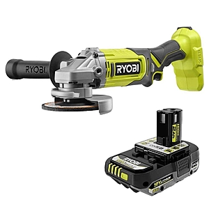RYOBI 18V Cordless 4-1/2 in. Angle Grinder with ONE+ 18V 2.0 Ah Lithium-Ion HIGH PERFORMANCE Battery PCL445B-PBP003 - $59