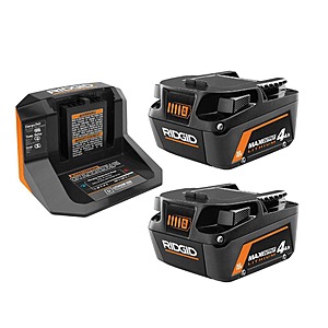 Ridgid 18V MAX Output Starter Kit with (2) 4.0 Ah Batteries and Charger $79