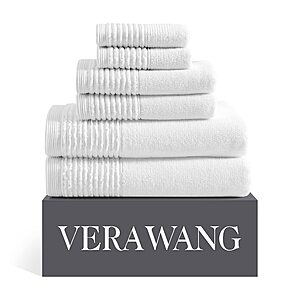 Vera Wang Sculpted Pleat Zero Twist Cotton Bath Towel (6-Pack, White) $27.99 + Free Shipping w/ Prime or on $35+