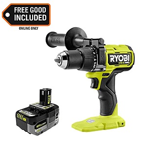 Ryobi ONE+ HP 18V Brushless Cordless 1/2 in. Hammer Drill with ONE+ 18V 4.0 Ah HIGH PERFORMANCE Battery $129