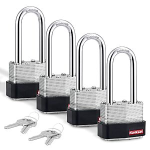 4-Pack Kwikset 1-3/4" Laminated Steel Padlock w/ 2" Hardened Steel Shackle $22.60 ($5.65 Ea) + Free Shipping w/ Prime or on $35+