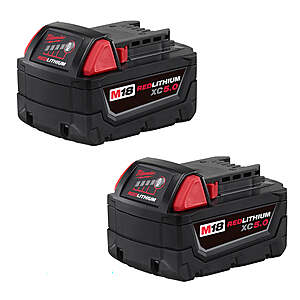 Milwaukee 48-11-1852 M18™ REDLITHIUM™ XC 5.0Ah Extended Capacity Battery Pack (2 Piece) $117