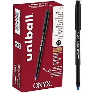 [SnS] $5.65* | 12-Pk Uni-Ball Onyx 0.5 mm Micro Point Rollerball Pens (Blue Ink) at Amazon