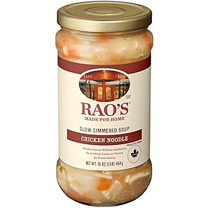 Rao’s Made For Home Chicken Noodle or Chicken & Orzo Soup, 16 oz $3.19 S&S CLip Q AMAZON