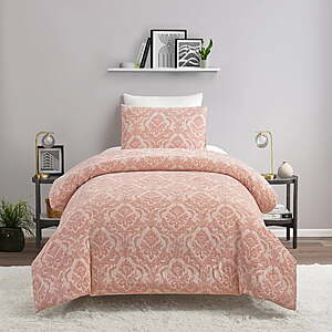 $25: Better Homes & Gardens Woven Damask 2-Piece Comforter Set, Blush, T/TXL at Walmart.com