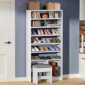 $69.99* | YITAHOME 8-Tier Shoe Cabinet with Hidden Bench (Rustic Brown or White) at Amazon