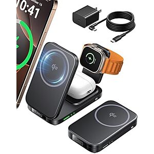 [AC] $18.34* | 15W INIU SnapGo 3-in-1 Qi2 MagSafe Foldable Wireless Charging Station at Amazon